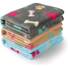 Fluffy Doggie Warm Felt Throw for Furniture Protection, Soft Fleece Paw Print Pet Blanket Lightweight and Machine Washable, 3PCS