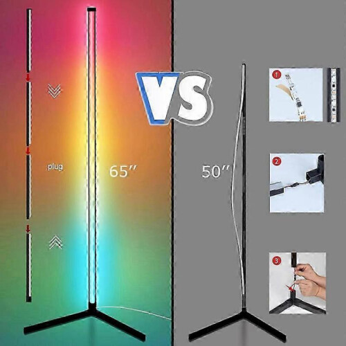 RGB Led Strip Floor Lamp, Nordic Style Dimmable Light with Smart App Control, Space-saving Triangular Base Design, Customizable Light Modes for 1