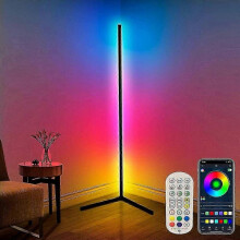 RGB Led Strip Floor Lamp, Nordic Style Dimmable Light with Smart App Control, Space-saving Triangular Base Design, Customizable Light Modes for