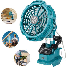 Portable Clip-on Fan Compatible with Makita 18v Battery, Quiet Battery Operated Personal With USB Port for Outdoor Camping, Worksite, Home, Office