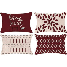 (As show, One size) Lumbar Pillow Covers 12x20 Set of 4, Modern Sofa Throw Pillow Cover, Decorative Outdoor Linen Fabric Pillow Case for Couch Bed Car 30x50cm
