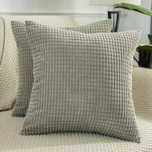 (As show, One size) Throw Pillow Covers Set of 2 Pillow Covers 20x20 Decorative Euro Pillow Covers Corn Striped Soft Corduroy Cushion Case Home Decor(Light Grey 20X20)