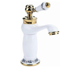 Vintage Bathroom Basin Faucet, Antique Gold Brass Hot Cold Mixing Water Faucet with Nano Antique Brushed Surface And International 59A Grade Copper