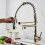 Chrome Pull Down Sprayer Kitchen Faucet, Solid Brass Construction Flexible Rotation, Easy to Operate for Seamless Cooking Experience, Healthy Quality 4