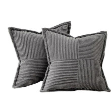 Textured Square Cushion Case for Couch Sofa Bed, Corduroy Decorative Throw Pillow Covers Easy Insertion Removal, Soft Cross Patchwork Invisible