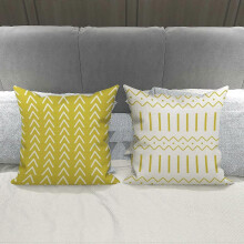 (As show, One size) Pillow Covers 18x18 Set of 4, Modern Sofa Throw Pillow Cover, Decorative Outdoor Linen Fabric Pillow Case 45x45cm (Lemon Yellow, 18x18,Set of 4)