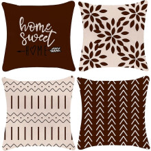 (As show, One size) Pillow Covers 18x18 Set of 4, Modern Sofa Throw Pillow Cover Decorative Linen Fabric Pillow Case for Couch Bed Car 45x45cm (Coffee)
