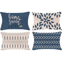 (As show, One size) Lumbar Pillow Covers 12x20 Set of 4, Modern Sofa Throw Pillow Cover, Decorative Outdoor Linen Fabric Pillow Case for Couch Bed Car 30x50cm (Set of 4)
