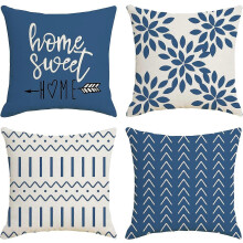(As show, One size) Pillow Covers 16x16 Modern Sofa Throw Pillow Cover, Decorative Outdoor Linen Fabric Pillow Case for Couch Bed Car (Light Blue, 16x16,Set of 4)