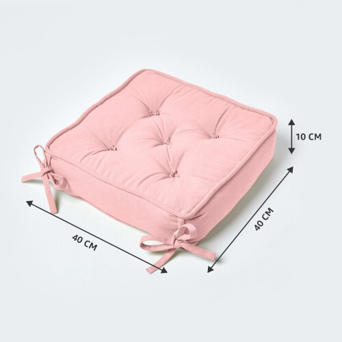 Homescapes (Pink) Cotton Dining Chair Booster Cushion 2