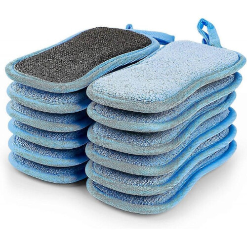 12-Pack Multi-Purpose Scrub Sponges Kitchen, Dishwashing Sponges (Blue)