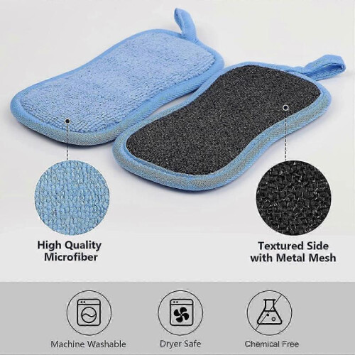 12-Pack Multi-Purpose Scrub Sponges Kitchen, Dishwashing Sponges (Blue) 2