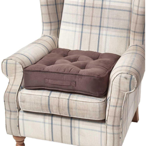 Homescapes Chocolate Brown Faux Suede Armchair Booster Cushion
