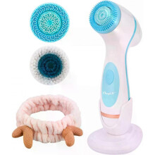 Portable Device for Facial Cleansing, Medical Silicone Brush Heads Included, Ergonomic Design for Comfortable Grip, Rechargeable Design, Up To 2.5