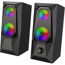 Computer Speakers with Volume Control, Stereo 2.0, RGB Lighting, Plug and Play, USB Powered 3.5mm Aux, for PC, Desktop, Laptop, Smartphone, Universal