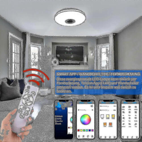36w Led Deckenleuchte Dimmbar Mit Bluetooth Lautsprecher,led Deckenlampe Mit Fernbedienung Oder App- 1