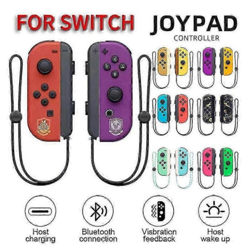 (Blue Yellow) Joycon Wireless Controller For Nintendo Switch,Support Wake-up Function,Left Right Remote Controllers With Wrist Strap 1
