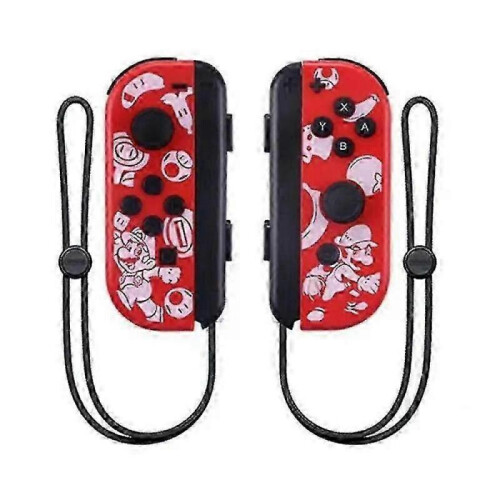 (RED) Joycon Wireless Controller For Nintendo Switch,Support Wake-up Function,Left Right Remote Controllers With Wrist Strap