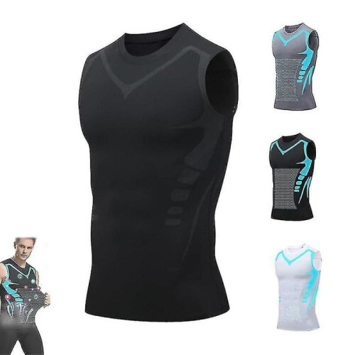 (3XL, black) Posture Corrector Vest For Men, Ionic Shaping Sleeveless Shirt