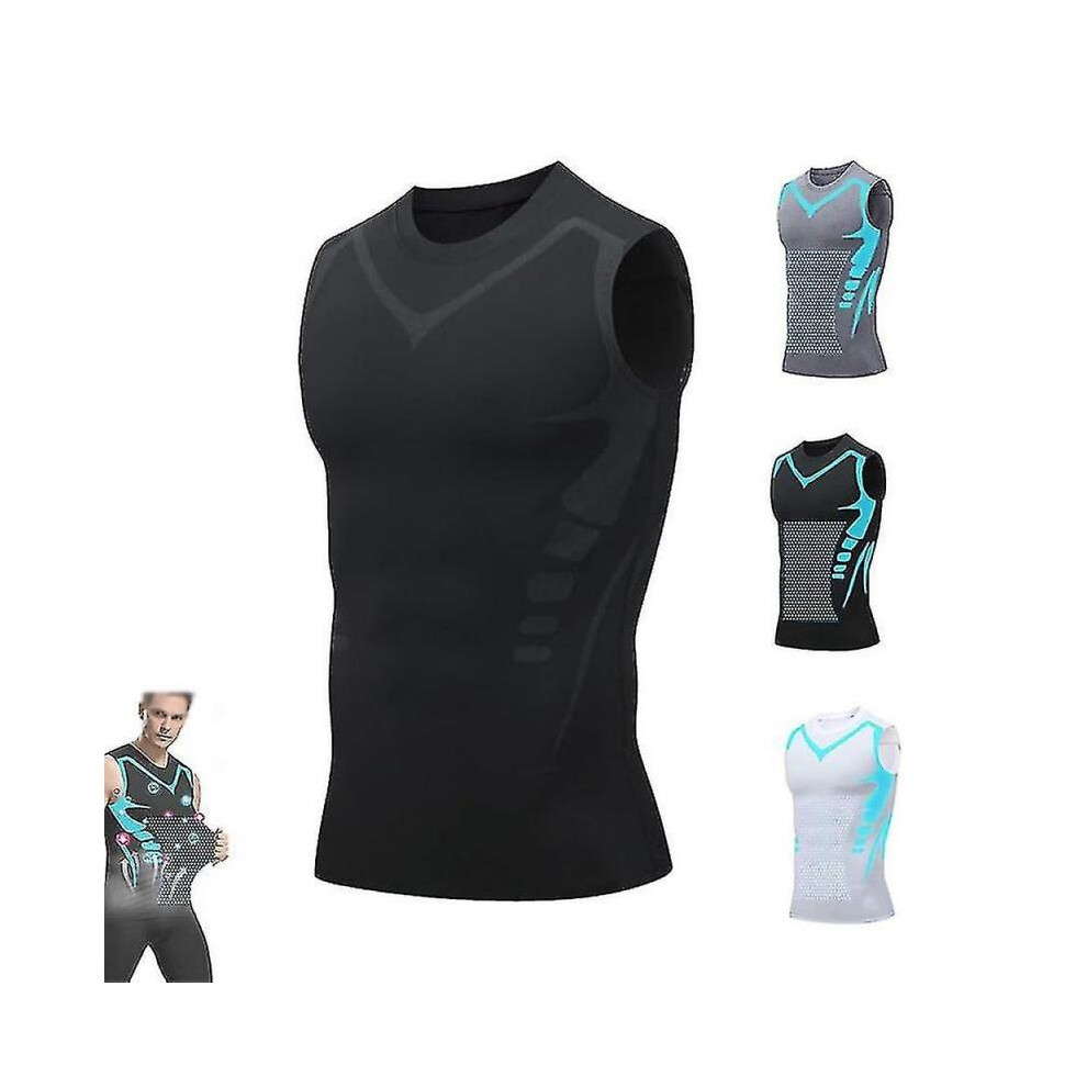 (M,black)Posture Corrector Vest For Men, Ionic Shaping Sleeveless Shirt