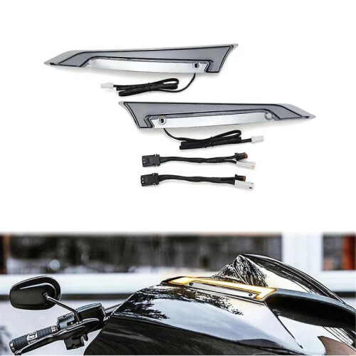Windshield Trim Lights Windscreen Fairing Led Turn Signals Running Light for Road Glide Models - Silver & Black 1