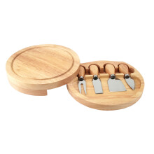 Round Cheese Board & 4 Pce Knife Serving Set