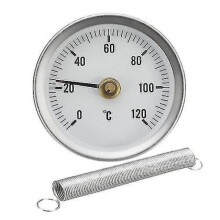 2x tube thermometer temperature gauge clip on spring 0-120 63mm hot water disc
