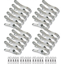 (As show, One size) 18pcs 12cm Beach Towel Clips Clamps Stainless Steel Large Heavy Duty Metal Clothespins Peg Jumbo Size, Windproof Clips