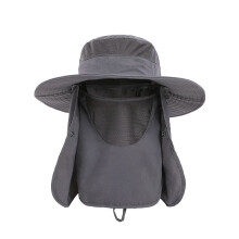 Outdoor Mesh Sun Hat Wide Brim Fishing Hat with Neck Flap