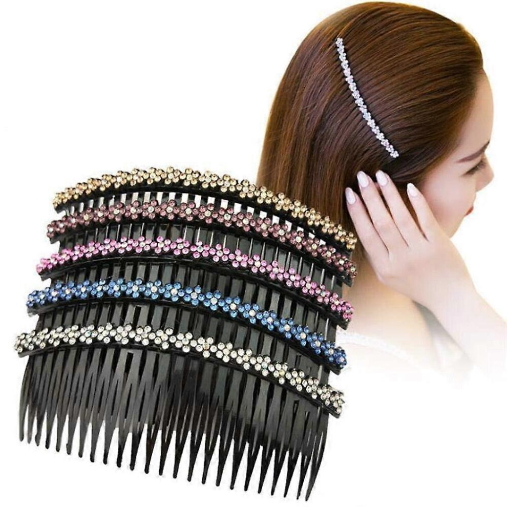 Unisex (As Show, One Size) 5Pcs Hair Comb Clip Clamp,Plastic Teeth Hair Combs Tortoise Side Comb Hair Accessories For Fine Hair