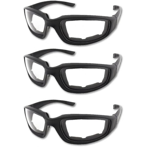 (White) 3pcs Motorcycle Riding Glasses Padding Goggles Uv Protection Dustproof Windproof, Grey+white+yellow