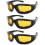 (yellow)3pcs Motorcycle Riding Glasses Padding Goggles Uv Protection Dustproof Windproof, Grey+white+yellow 1