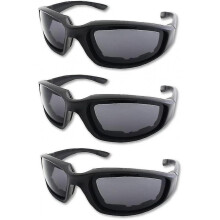 (grey) 3pcs Motorcycle Riding Glasses Padding Goggles Uv Protection Dustproof Windproof, Grey+white+yellow
