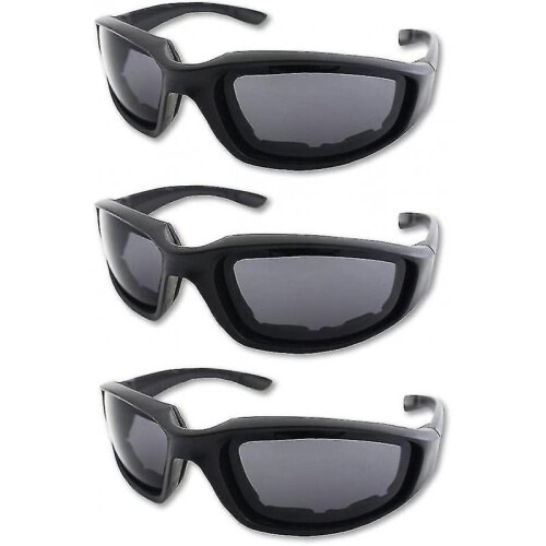 (grey) 3pcs Motorcycle Riding Glasses Padding Goggles Uv Protection Dustproof Windproof, Grey+white+yellow