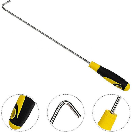 T Hook Spring Pull Hook Well Lid Lift Hooks Roller Shutter Door Hook Draw Rod for Cordless Window Blinds Shades Manhole Hook Rubber Handle Hook Shutte 2