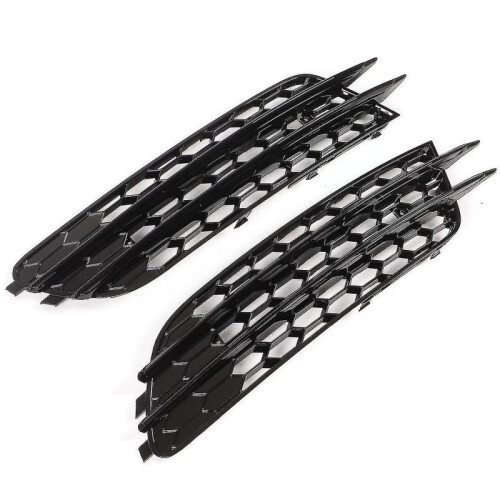 2pcs Front Fog Lamp Grille Left Right for Rs6 Style Glossy Black Replacement for A6 C7 20122015 2