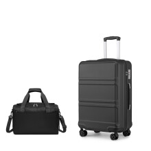 (Black, 20+travel bag) ABS Hard Shell Luggage Travel Suitcase With TSA Lock