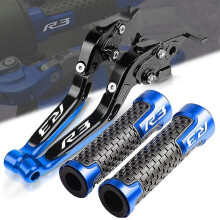 (Orange) Motorcycle Accessories Folding Extendable Brake Clutch Levers Handle Grips Ends For Yamaha Yzfr3 Yzf R3 2015-2020 2019 2018 2017