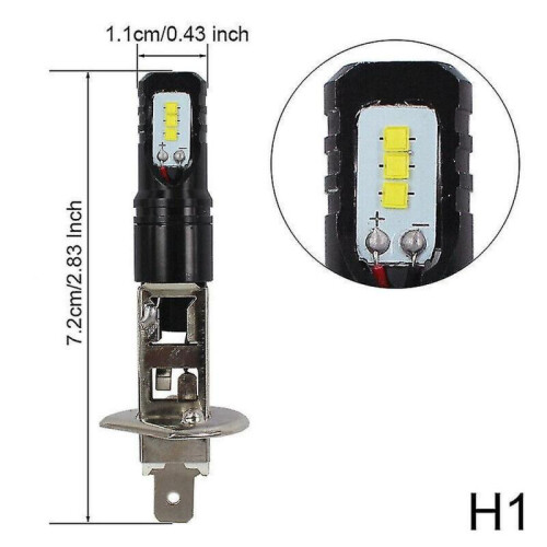 2 X H1 6000k Super Bright White 6000lm Drl Led Headlight Kit High Beam 1