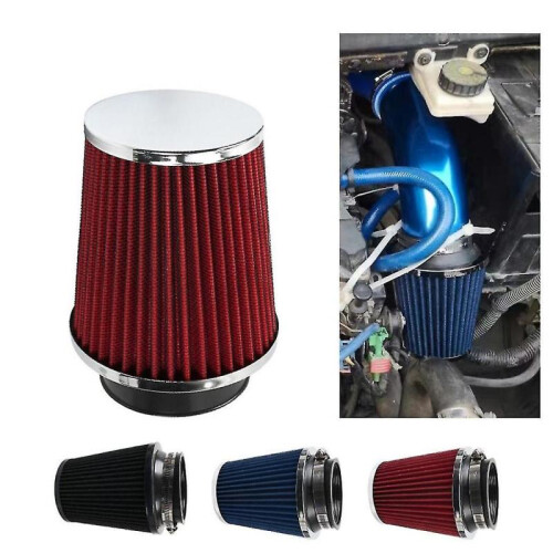 (Blue) Air Filter Cone Intake Filter 76mm Car Sponge Airfilter 3'' Universal High Flow 1