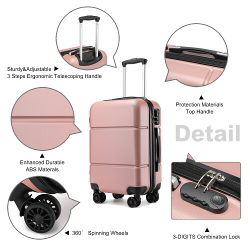 (nude and black, 20) ABS Cabin Carry-On Suitcase with Secure Combination Lock 2