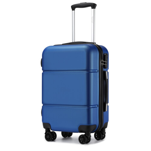 (navy and black, 20) ABS Cabin Carry-On Suitcase with Secure Combination Lock