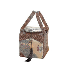 Rattan Fabric Teapot Storage Bag Ceramic Tea Pot Tea Cozies Cloth Gift Box Empty Bag with Tassels Chinese Style Storageb