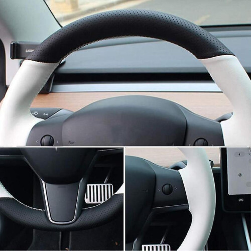 Pu Auto Steering Wheel Cover Hand- On Wrap Fit for Model Y 1