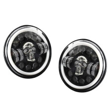 Skull Round Led Headlight,7inch Led Head Light Lamp Offroad Eyes for Wrangler Jk Tj Lj Cj Hummber H1 H2