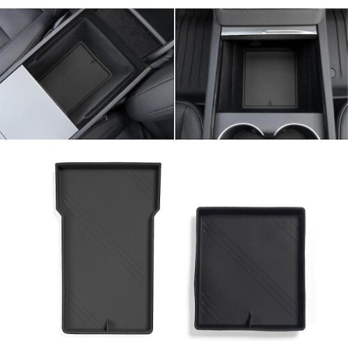 For 2024 Center Console Organizer Tray Pad Silicone Armrest Storage Box Lower Bottom Mat ,black 1