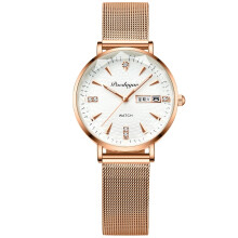 (Netbelt Rose Gold White Face) Ladies Quartz Watches Stainless Steel Waterproof Luminous Women Wristwatch New