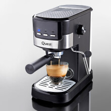 Quest 35169 Espresso Coffee Machine / 15 Bar Pressure / 2 Cups Included / 1.2L Water Tank / Dual Stainless Steel Filter /Compatible with Ground Beans