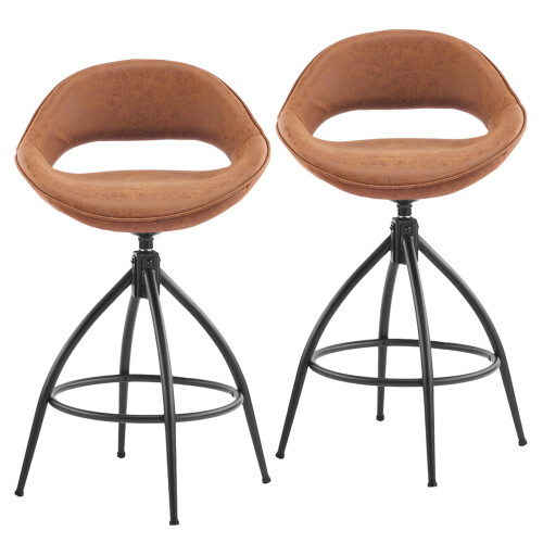 2Pcs Adjustable Height Breakfast Bar Stool Gas Lift Swivel Kitchen Barstool