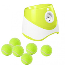 (6 Balls, Fluorescent) Dog Automatic Ball Launcher with 3/6/9 Balls Pet Interactive Ball Thrower Device for Dogs Puppy Pet